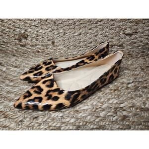 Womens Ladies Fashion Pointy Toe Low Heel Flats Leopard Print Shoes CN-42, US 10